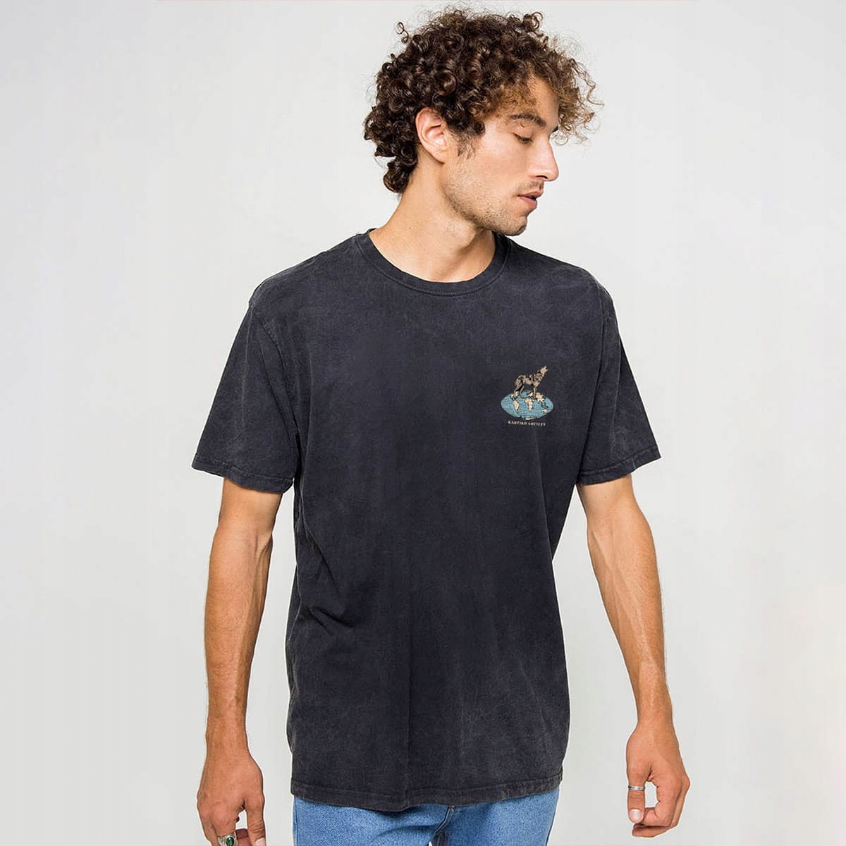Tričko Kaotiko Washed Howling Wolves XL, černé, Městské