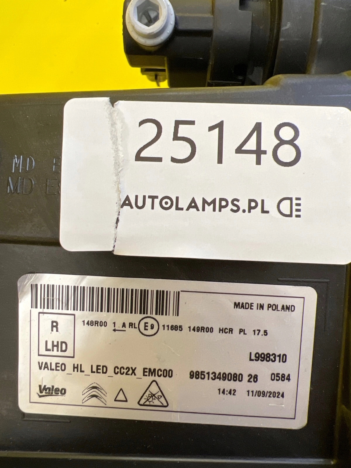 light right Citroen C3 IV E-C3 2024 Full Led 9851349080