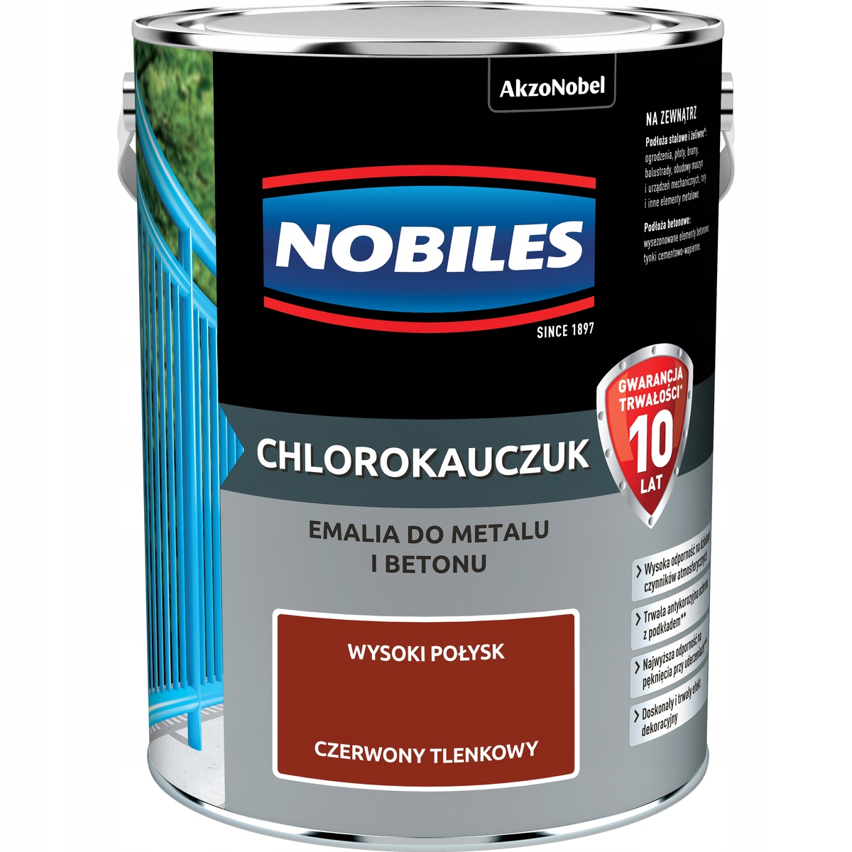 Nobiles Farba do betonu metalu Chlorokauczukowa Chlorokauczuk 5L Czerwony