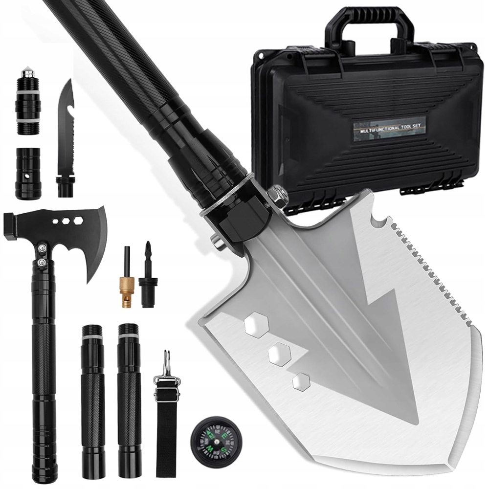 Saperka Skládací Lopata Nůž Pila Kompasem Survival Nezbytnost