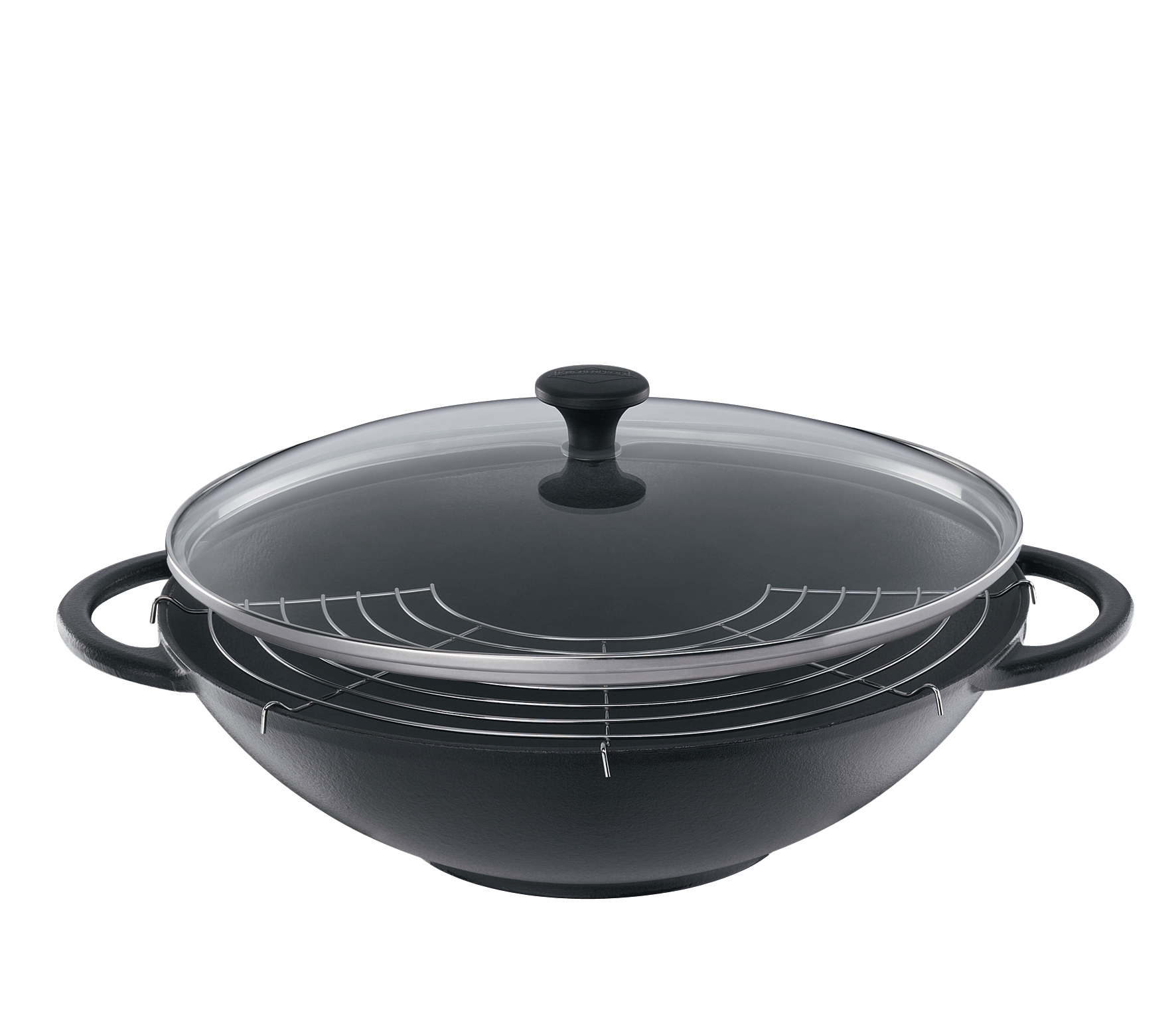 Wok Kuchenprofi Provence litinový 36 cm s roštem