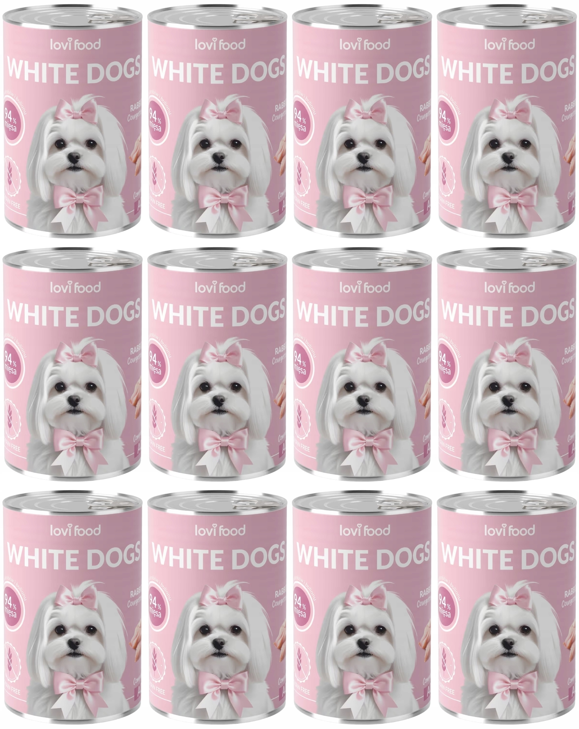 Levně Lovi Food White Dogs Králík a Krůta 12 konzerv 400 g