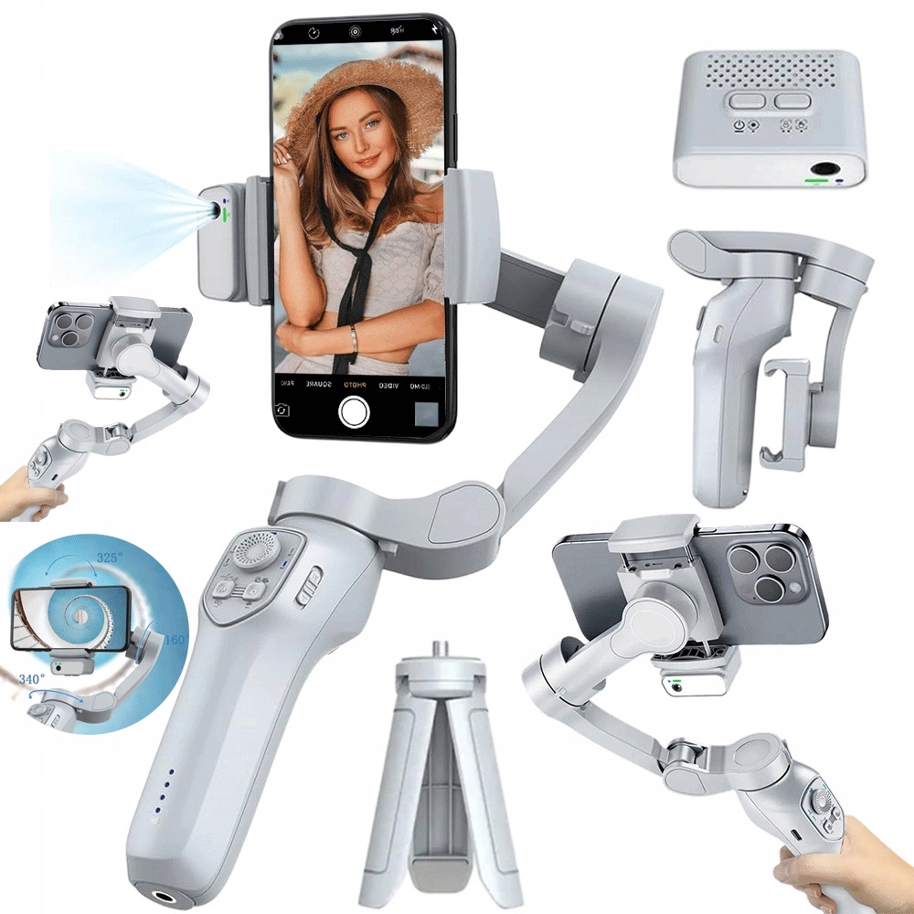 Stabilizátor Gimbal Pro 4.5H Přenosná Baterie Pro Nahrávání Videa Šedá