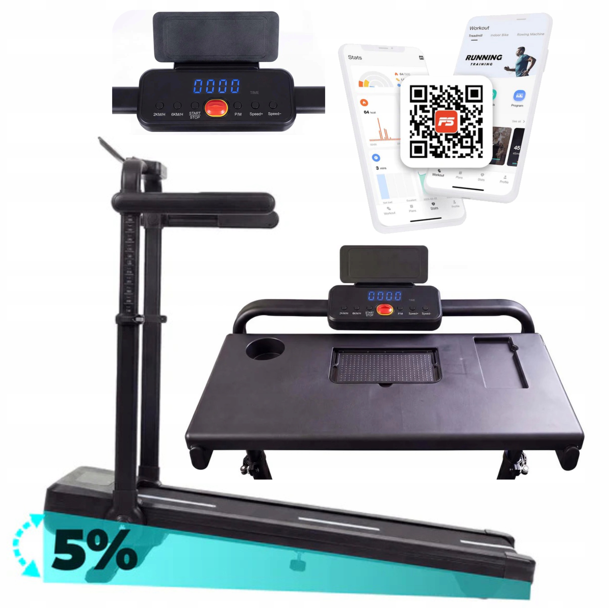 Bieżnia elektryczna domowa Runpad N2 kąt nachylenia 12 km/h składana