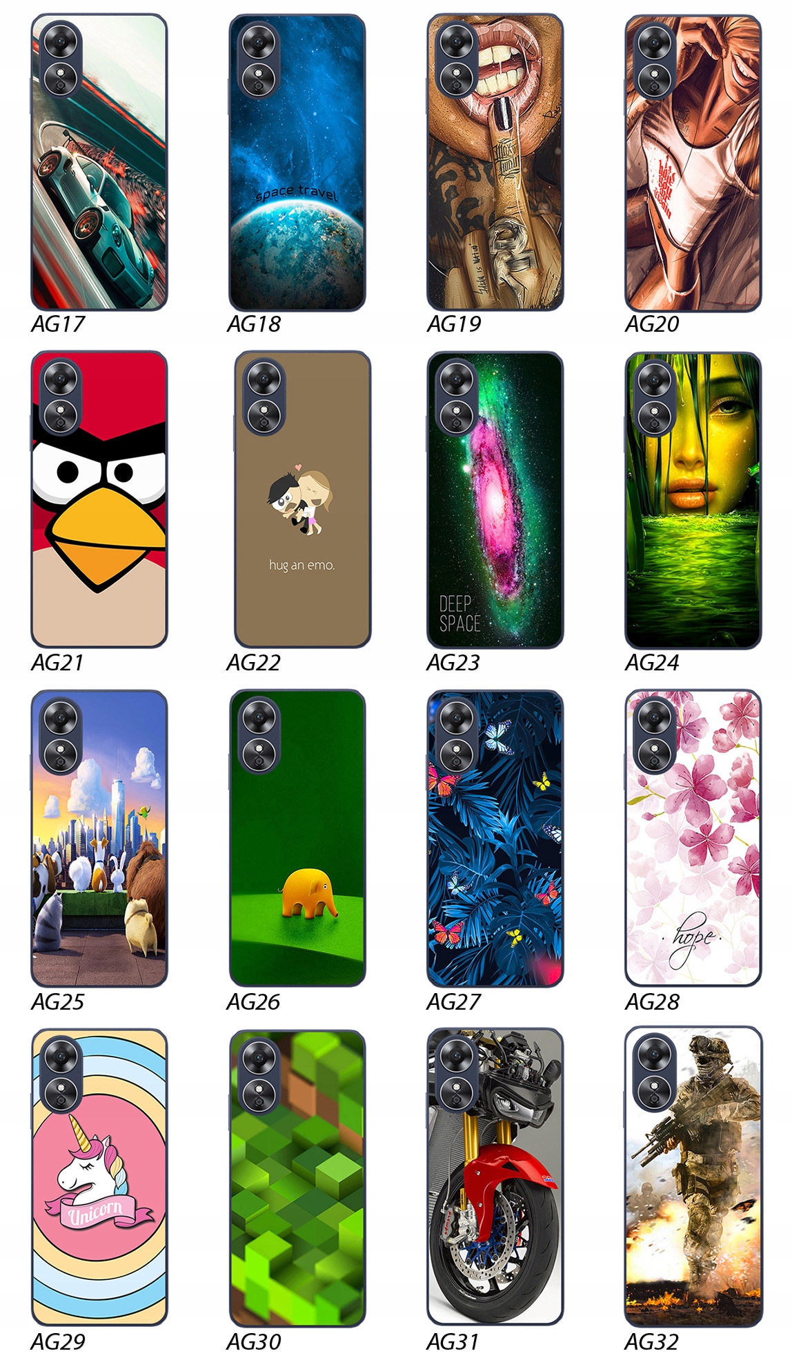 ETUI PLECKI FOTO Case OBUDOWA Pokrowiec JAKOŚĆ WZORY SZKŁO 9H do Oppo A17 Kod producenta Etui Silikonowe FOTO Case Plecki WZORY TP08a