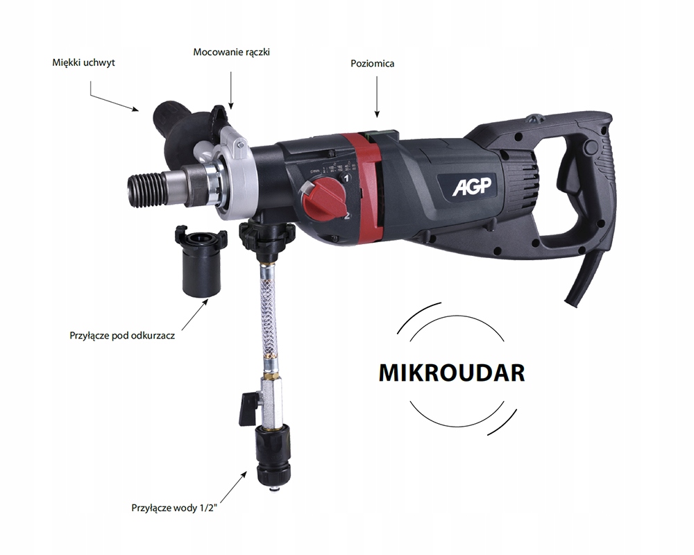 Wiertnica Diamentowa do betonu Mikroudar Na Sucho I Mokro Agp DDC5 1800 W