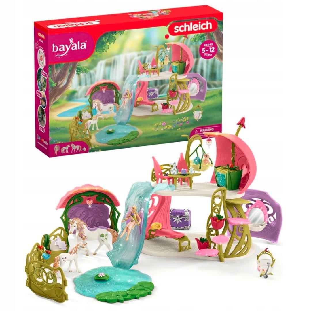 SLH42445 Schleich dom Bayala-dom kwiatowy z jednorożcami,jeziorem i stajnią