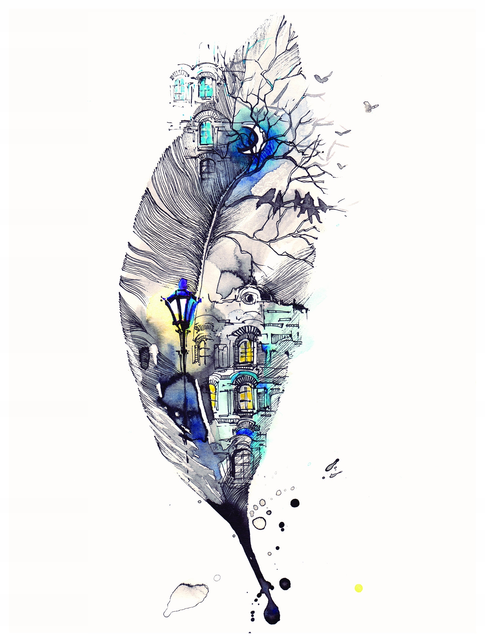 Fototapeta Městské pero snů let Elegance u vás doma 206x275 lepidlo