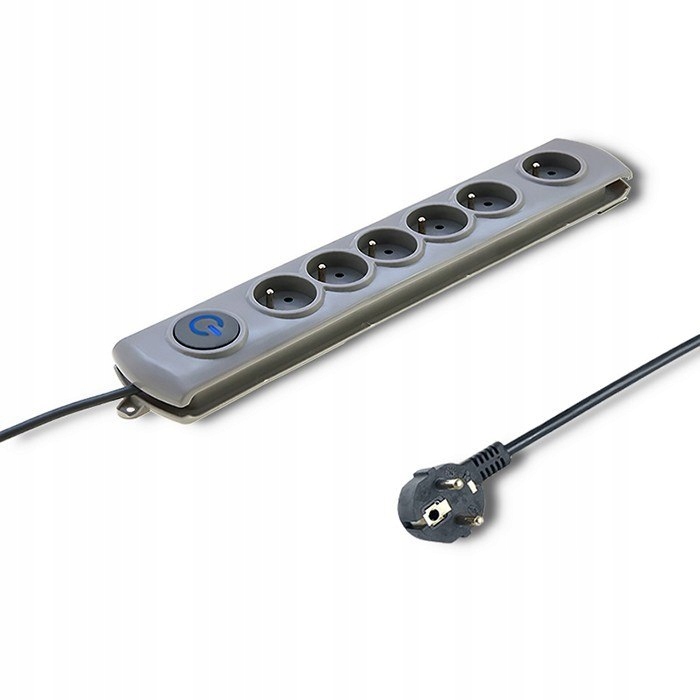 Listwa antyprzepięciowa Quick Switch, 6 gniazd, 3m, szara