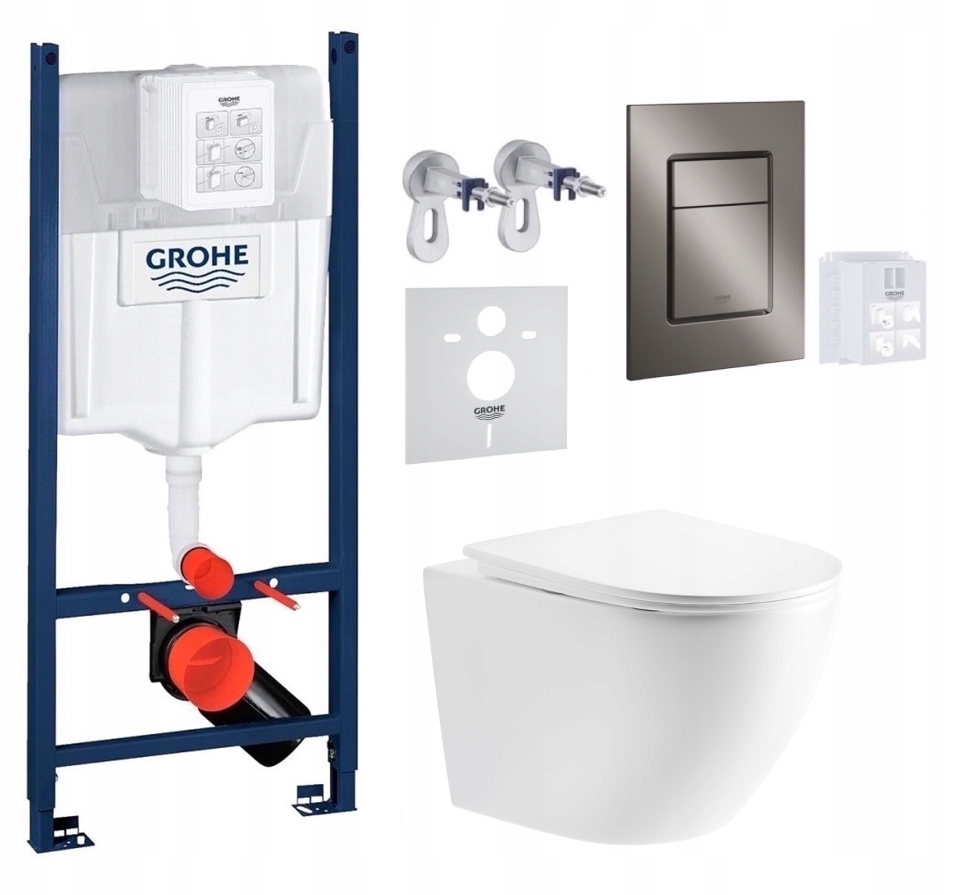 Wc rošt Grohe Rapid Sl s Wc misou Lesna a tlačidlom, brúsený grafit