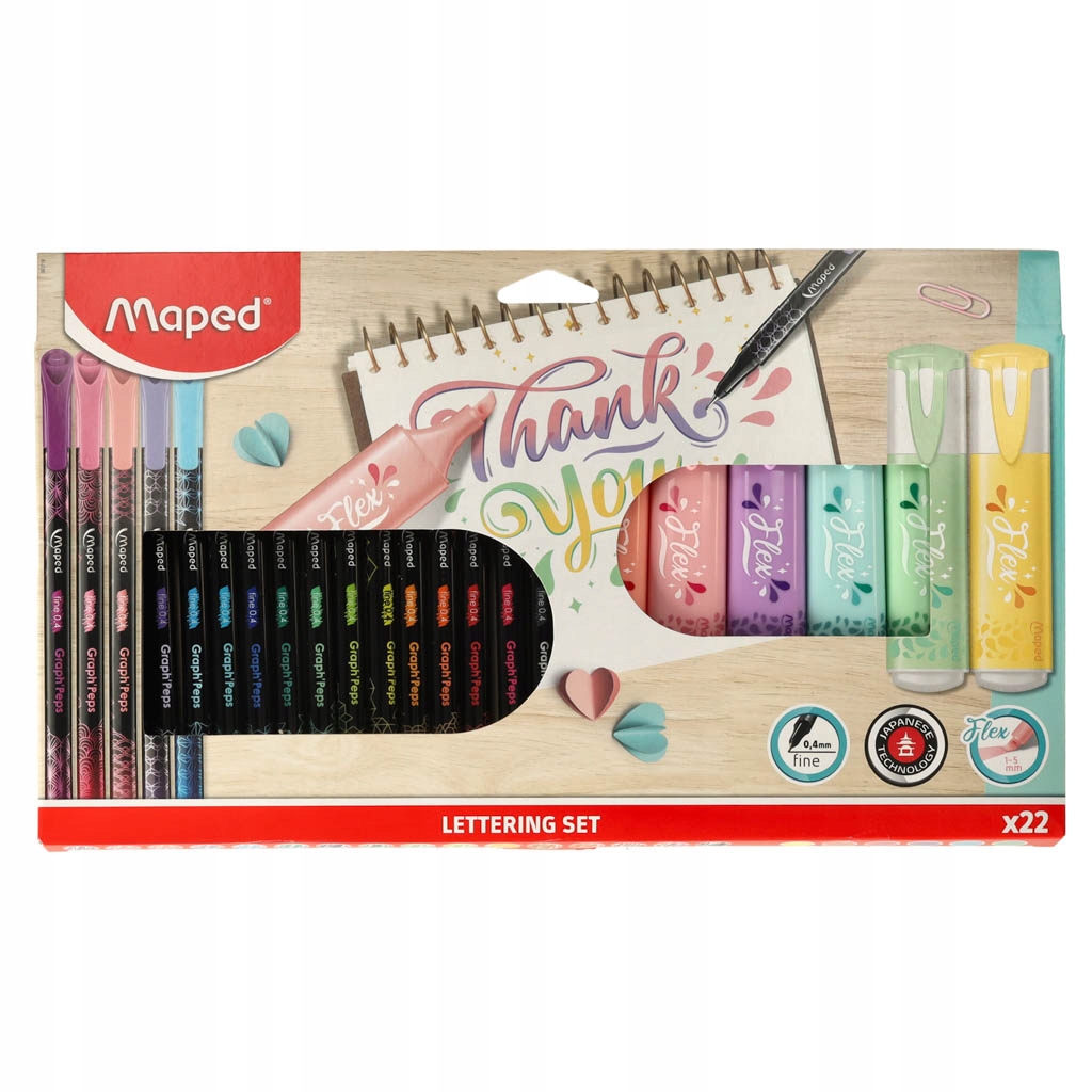 Zvýrazňovače tenkopisy Maped sada pro lettering 22 Dílů.
