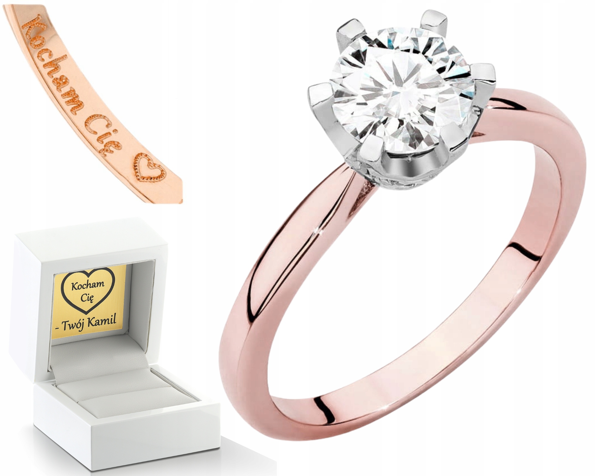 Růžové Zlato Prstýnek Laboratoriánské Diamanty Jako Dárek Zlato 585 14K