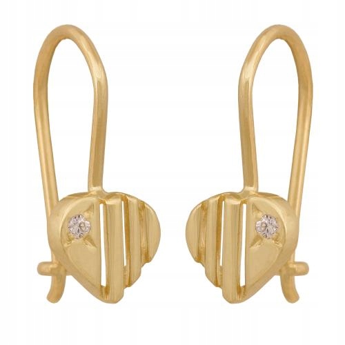 Dámské zlaté náušnice 585 0,99 g s kubickým zirkonem v tvaru srdce, módní a stylové pro ni