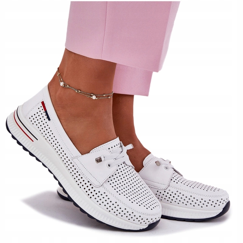 Dámské Polobotky Přírodní Kůže Platforma Lehké Pohodlné Bílé 39