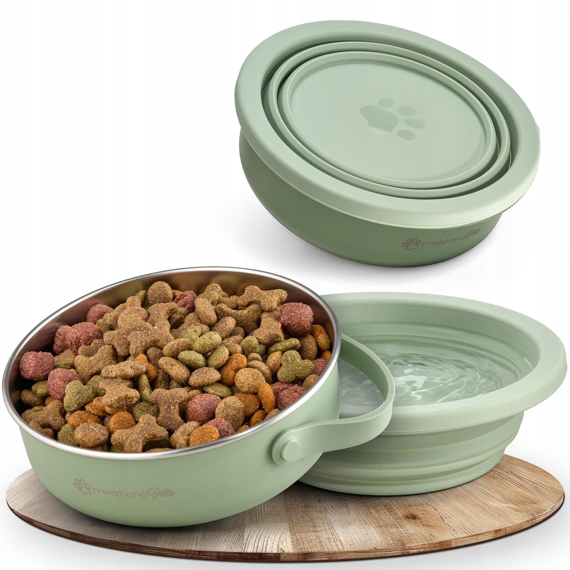 Levně Mea:hana Pets Cestovní miska pro psy 900 ml ocelová s silikonovým víčkem