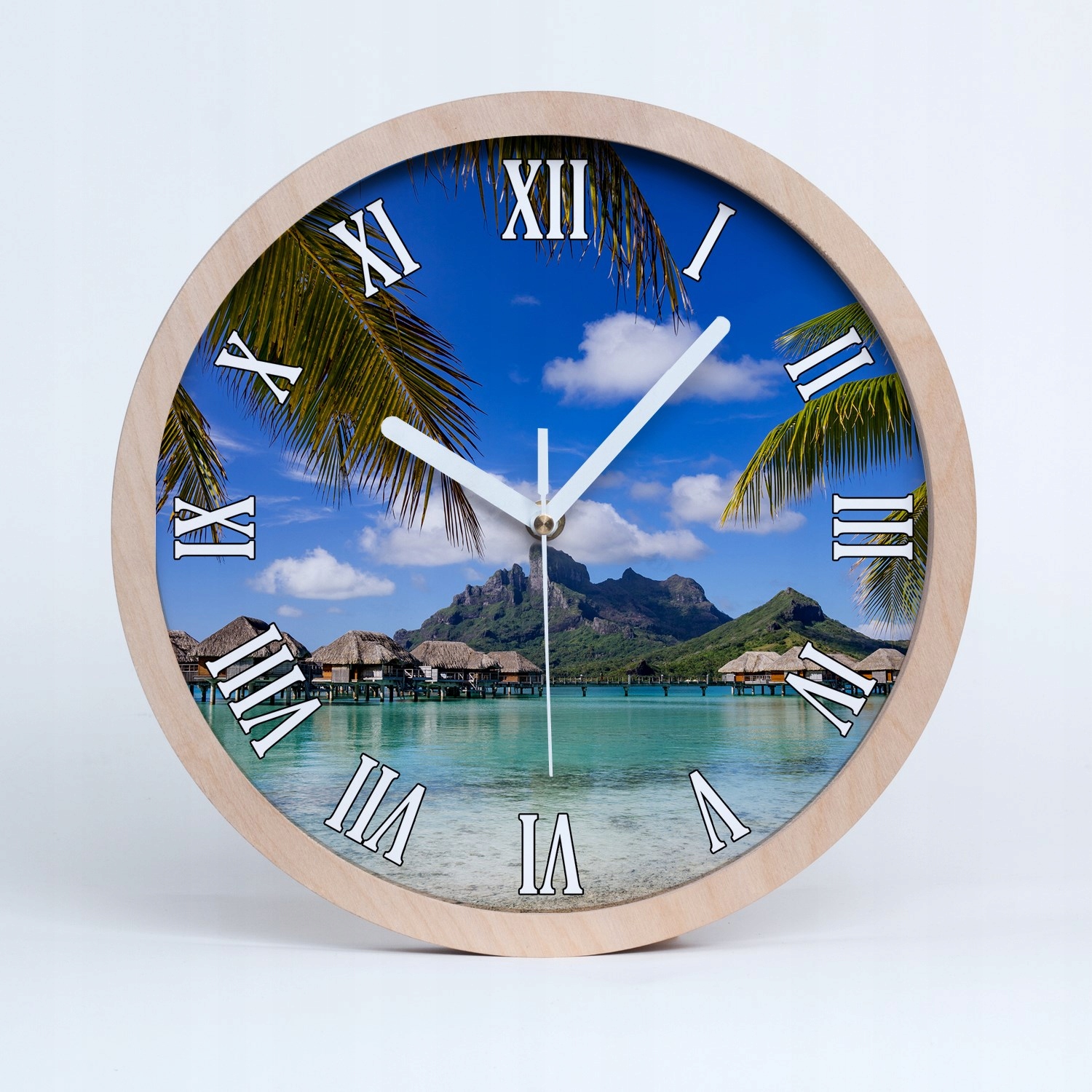 Dřevěný nástěnný hodinový stroj na palmy na bora bora fi 25