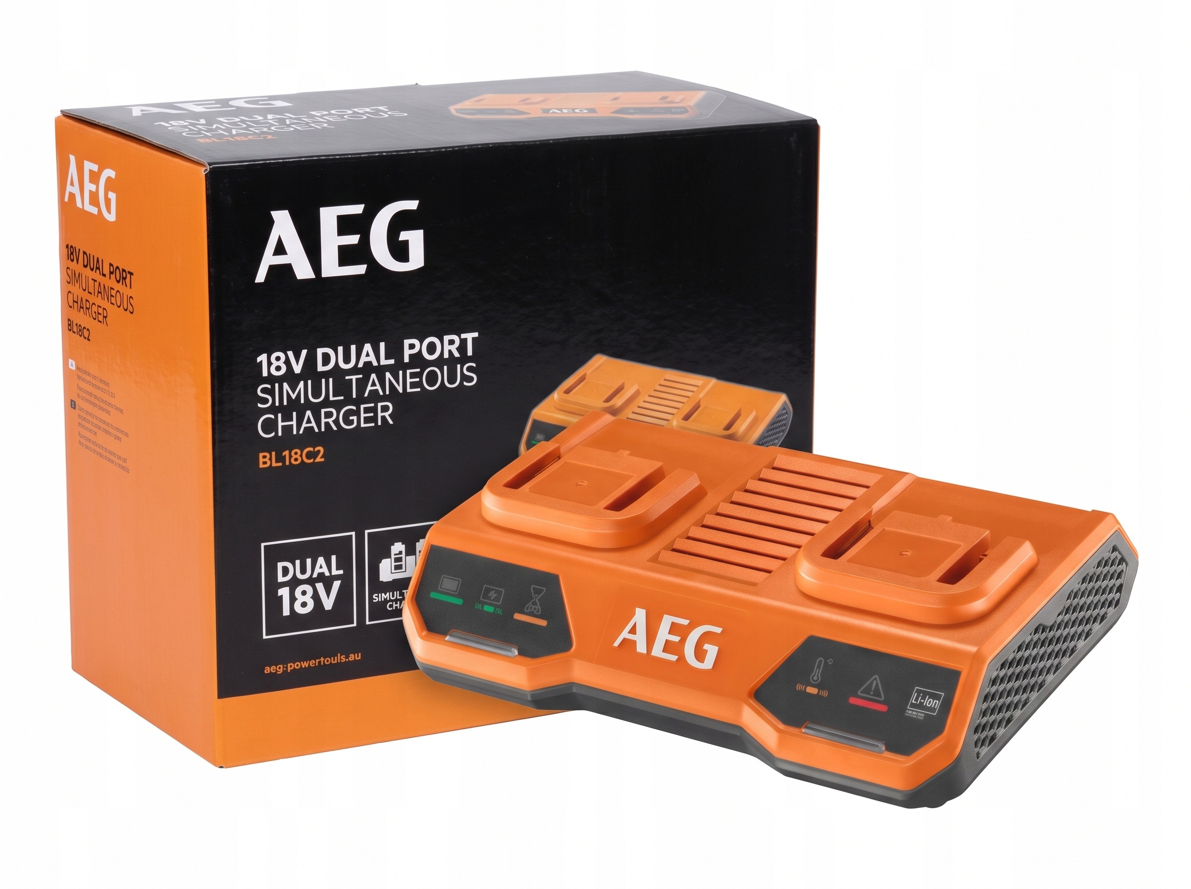 Dvojitá simultánní dvouportová nabíječka BL18C2 PRO18V Aeg