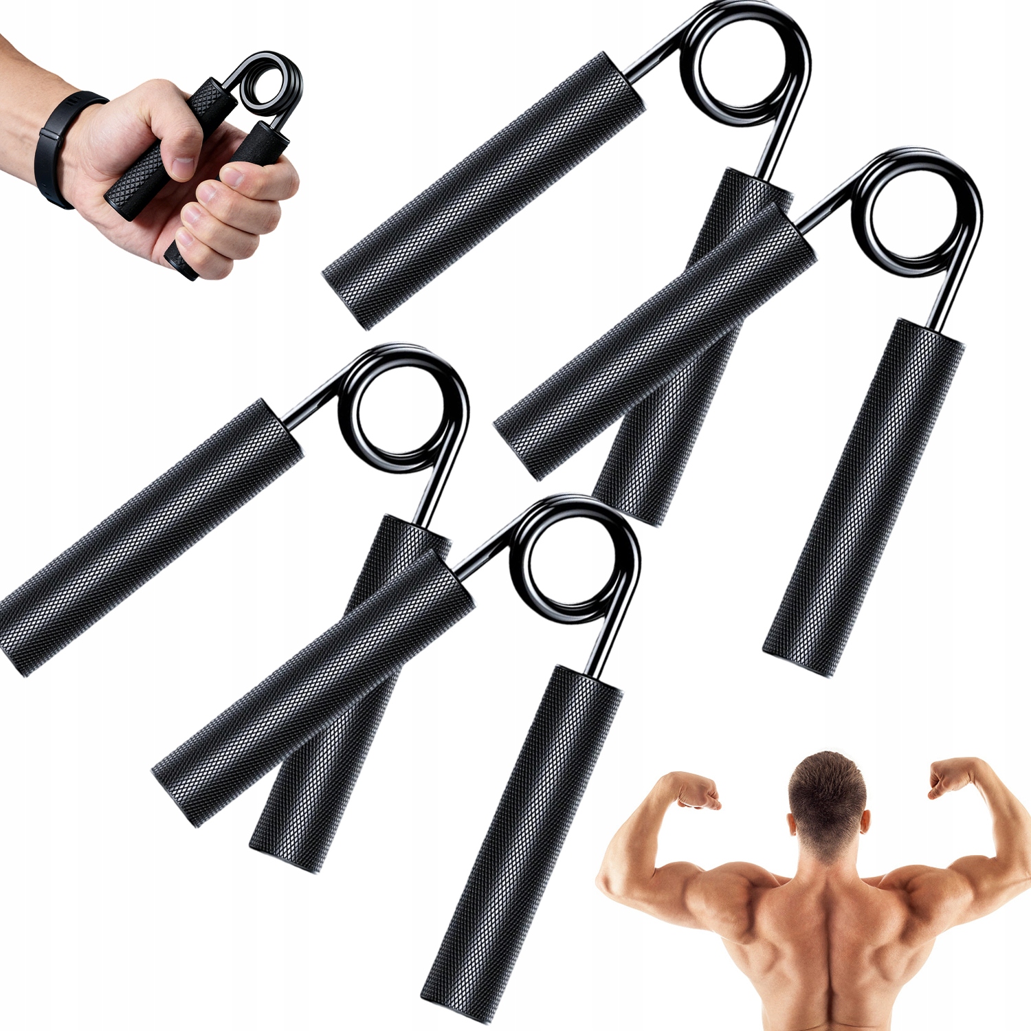 4 Sztuki Gripów Do Ćwiczenia Siły Ręki 50-200LBS, Przenośny, Czarny
