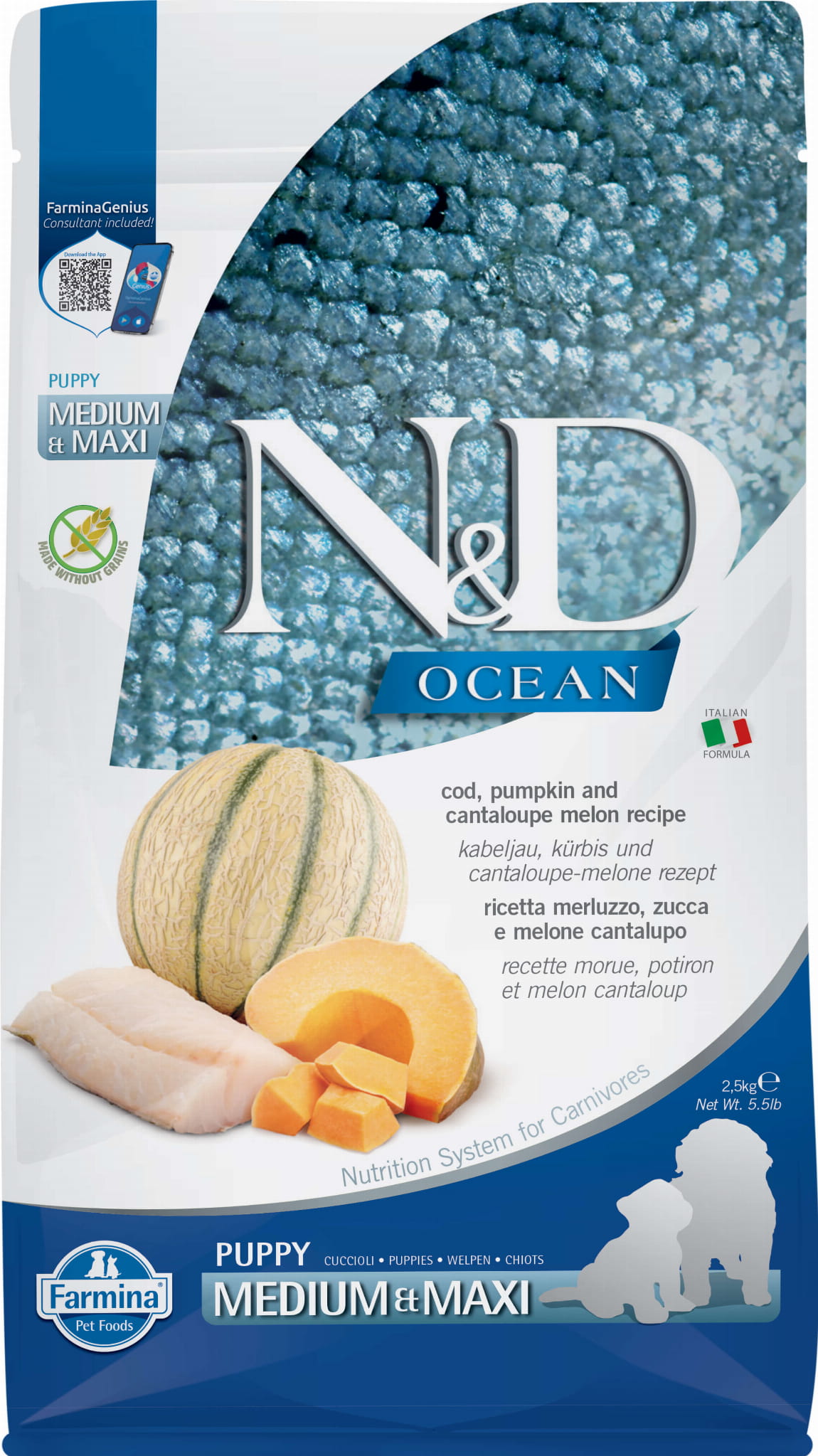 Farmina N&d Dog Ocean Pumpkin Cantaloupe Melon Puppy Medium Maxi 2,5kg