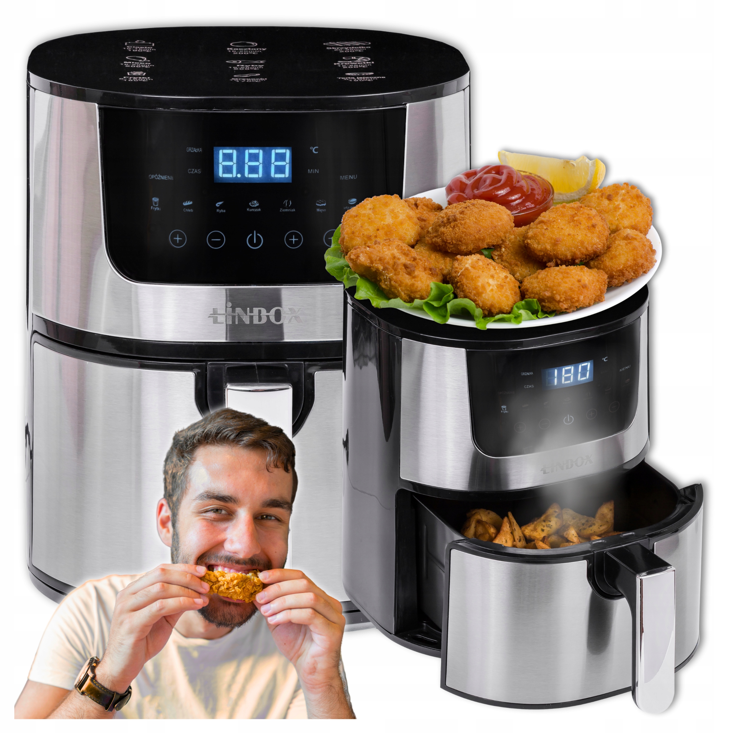 Hriankovač na vzduch Beztuková fritéza Dotykový panel 7 programov 4,5L 1400W