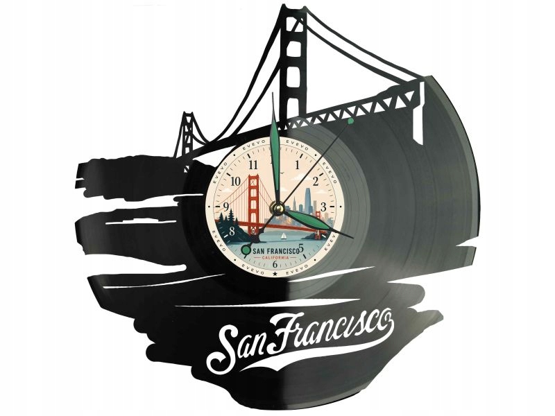 Hodiny San Francisco Město Kalifornie Vinylová deska Dárek Památka