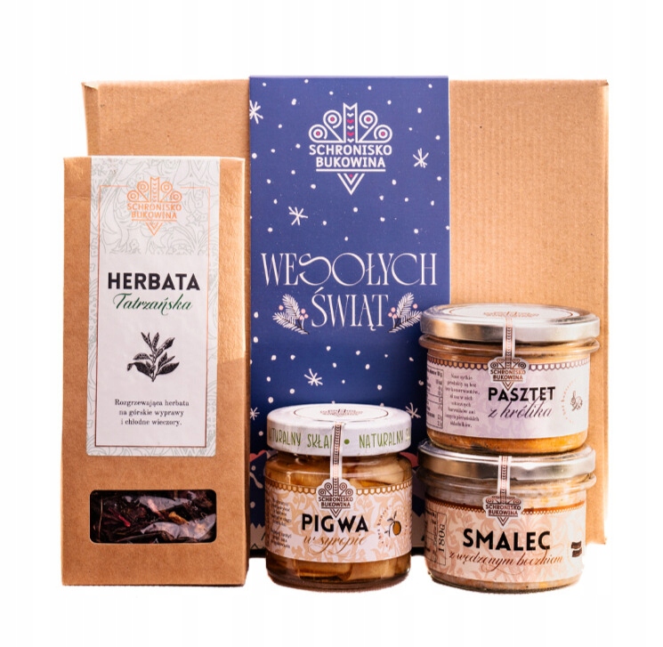 Sada pod vánoční stromeček hotová Schronisko Bukowina sádlo paštika kdoule čaj