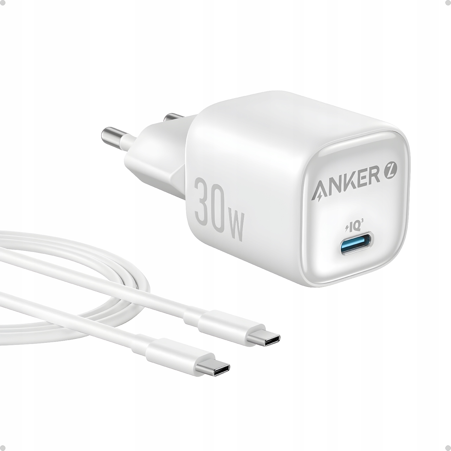 Ładowarka sieciowa Anker Zolo Usb-c 30W Piq 3.0 Pd 3.0 Kabel 90cm Biała