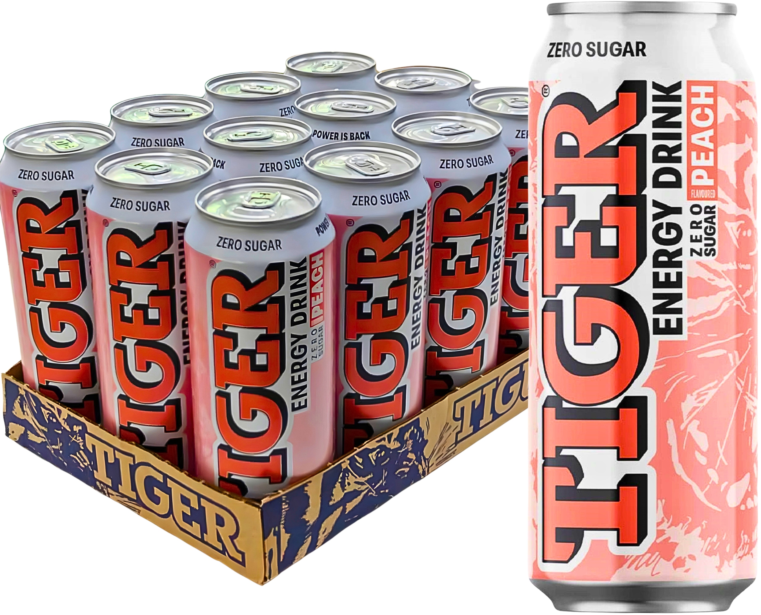 Levně Tiger Peach Zero Sugar 12×0,5l