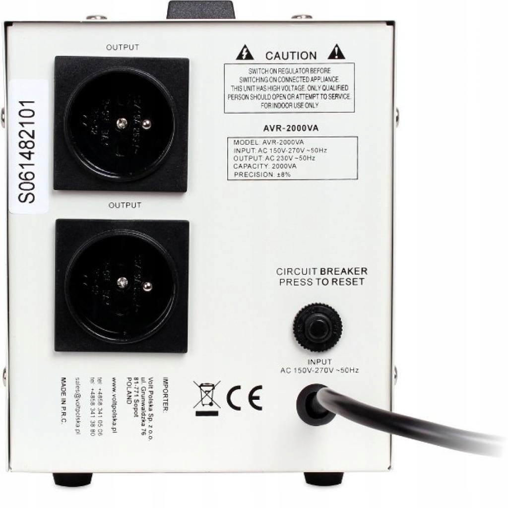 STABILIZATOR NAPIĘCIA VOLT POLSKA AVR 2000 Model 5AVR2000SE