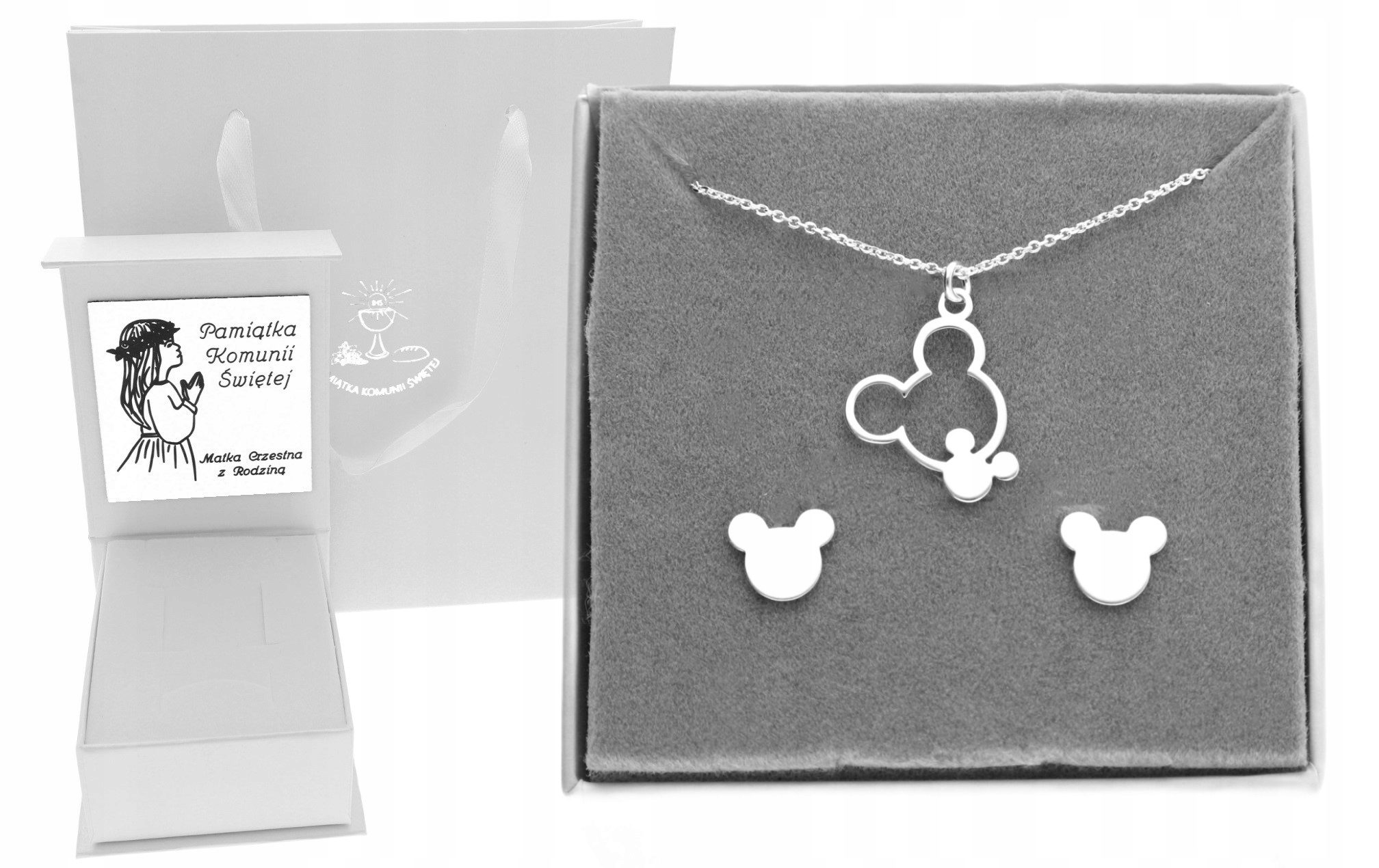 Stříbrný komplet šperků Myška Památka svatého přijímání stříbro 925 Gravírování