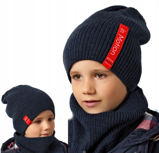 

Dwustronny Czapka i Komin Chłopięcy *kolory* 8-13L