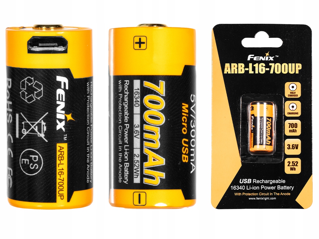 

Akumulator Fenix Usb 16340 RCR123 700mAh 3,6 V