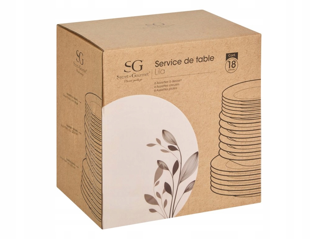 Porcelánová jídelní sada Lila pro 6 osob, 18 dílů