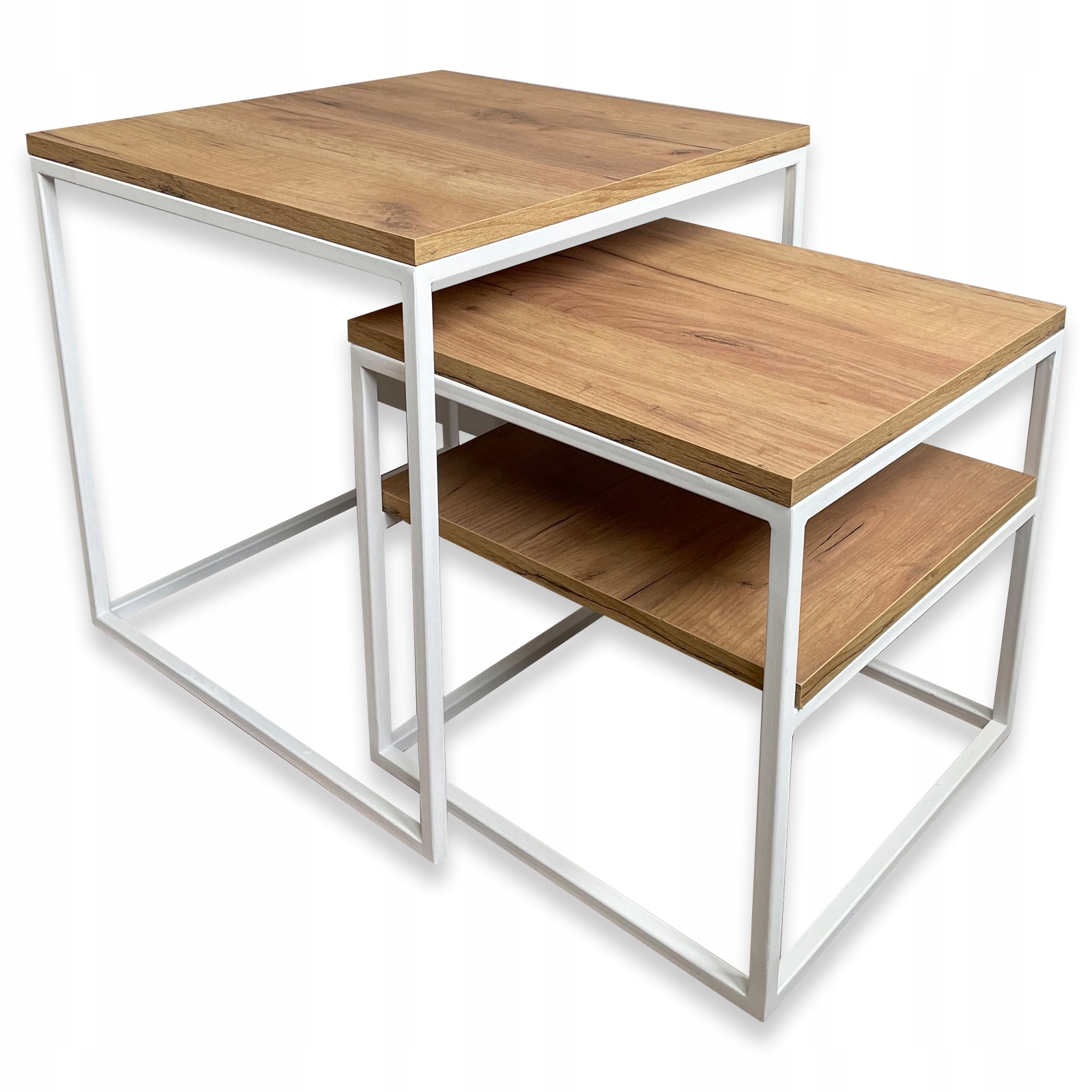 

Zestaw stolików kawowych 50x50+40x40 loft B Dąb