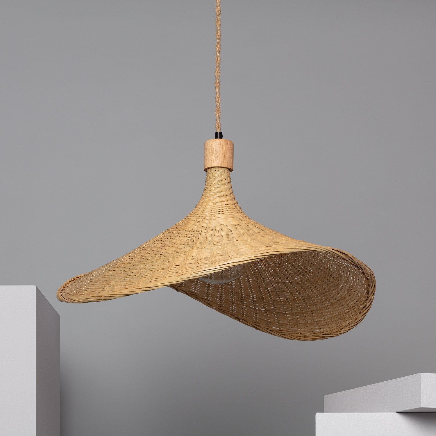 Nowoczesna lampa wisząca naturalna boho 1xE27