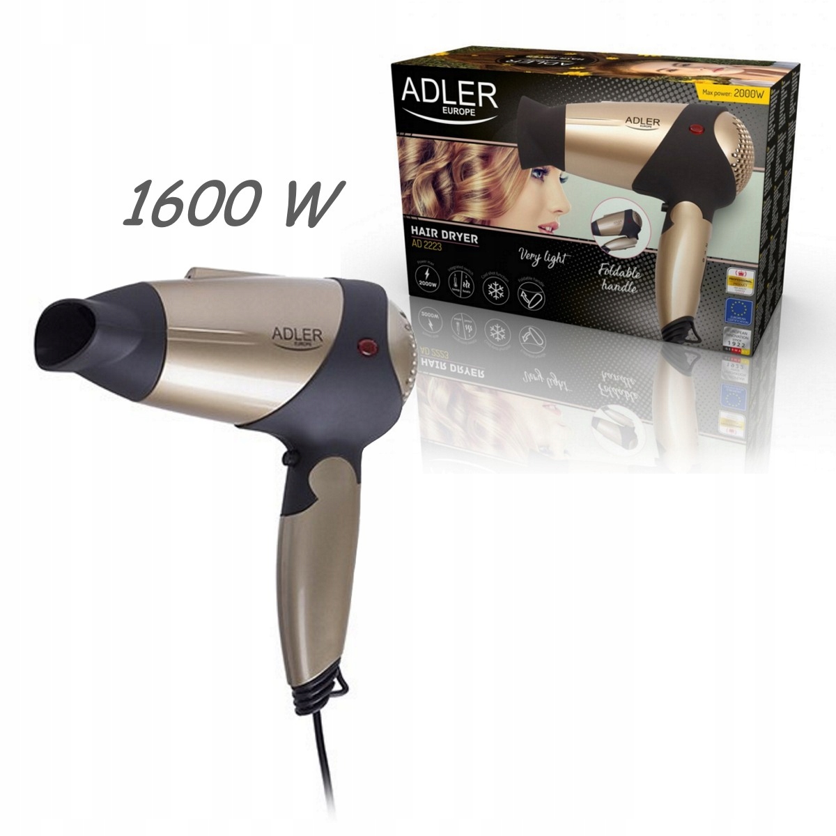 

Suszarka 1600W 2 stopnie siły nadmuchu temperatury