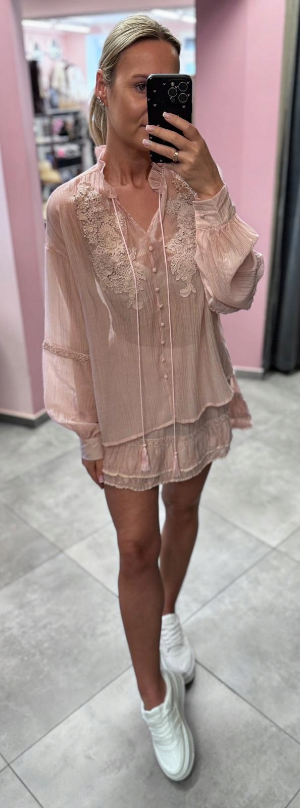 Dámský Komplet Boho Viskóza Květiny 3D Košile Sukně Kraťasy Růžová L/XL