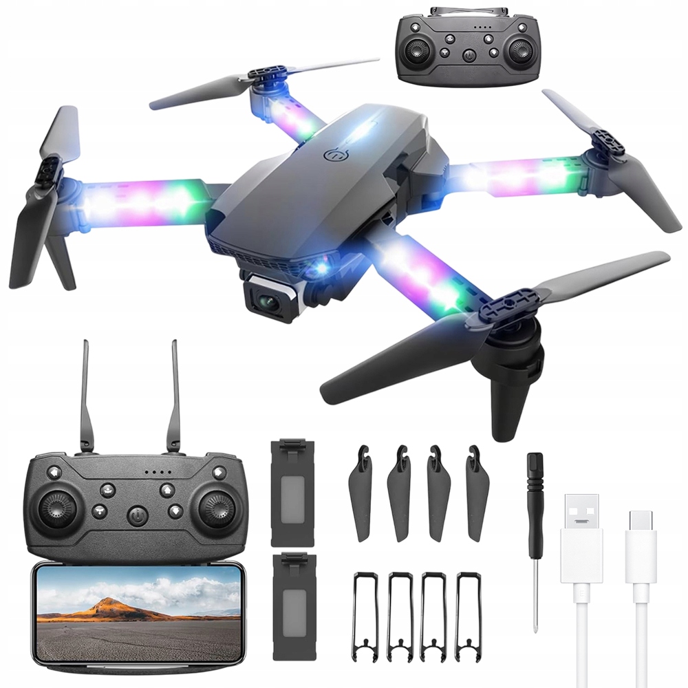 Dron Pro Začátečníky Automatické Přistání Led Světla 1800 Mah