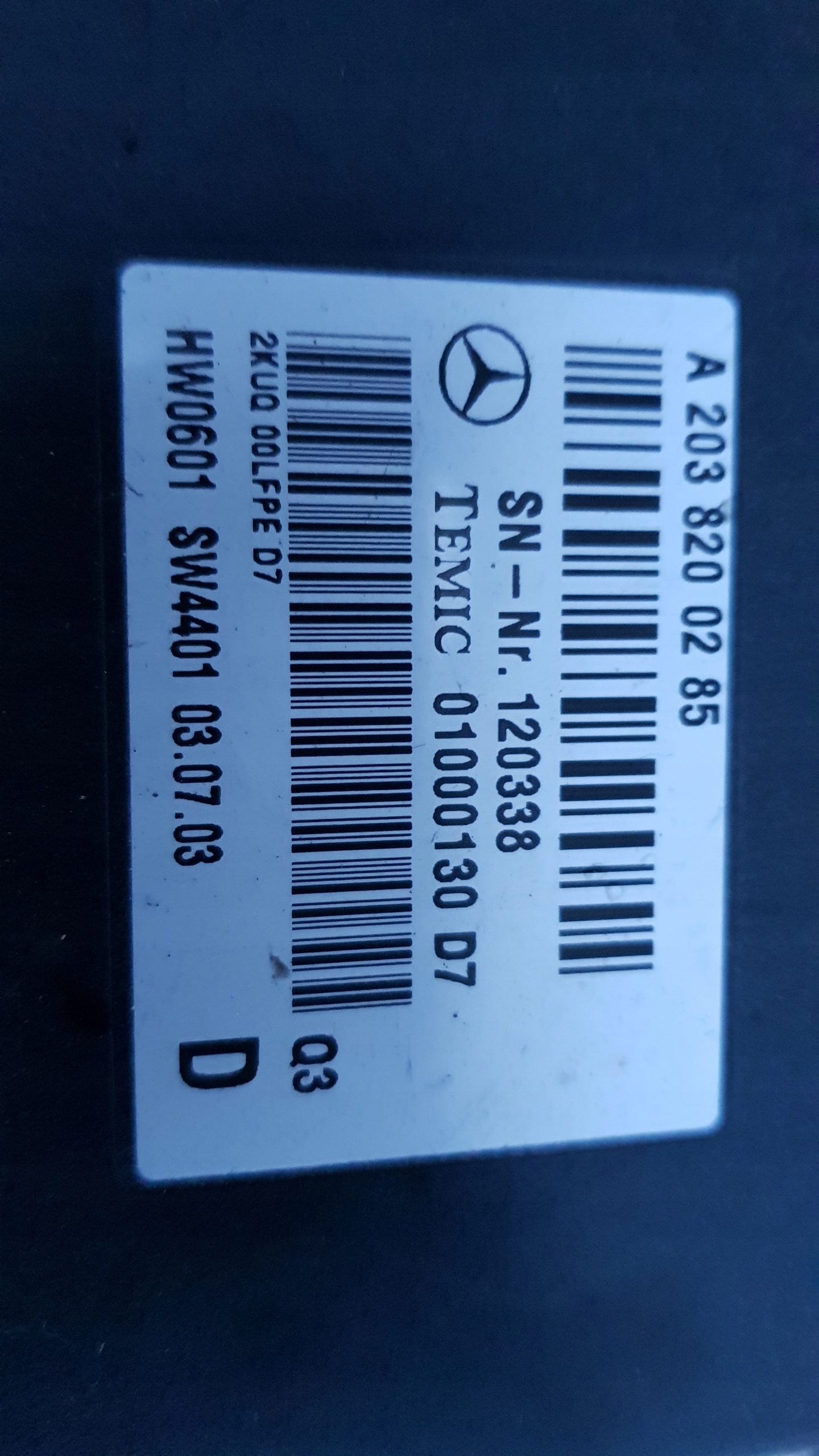 MERCEDES W220 module control unit GLOSU a2038200285