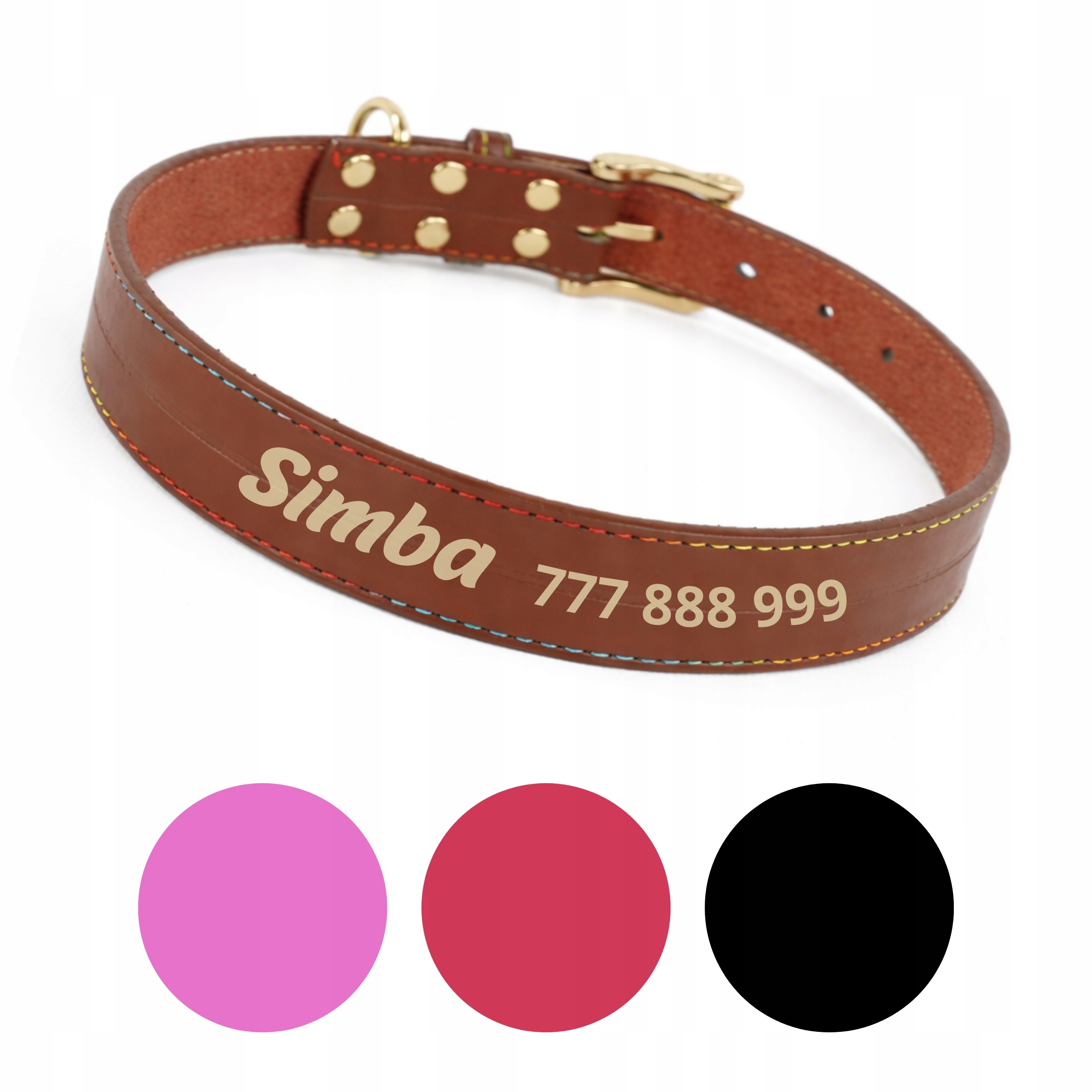 Levně Obojek pro psa Silný nastavitelný kožený s gravírováním různé barvy L