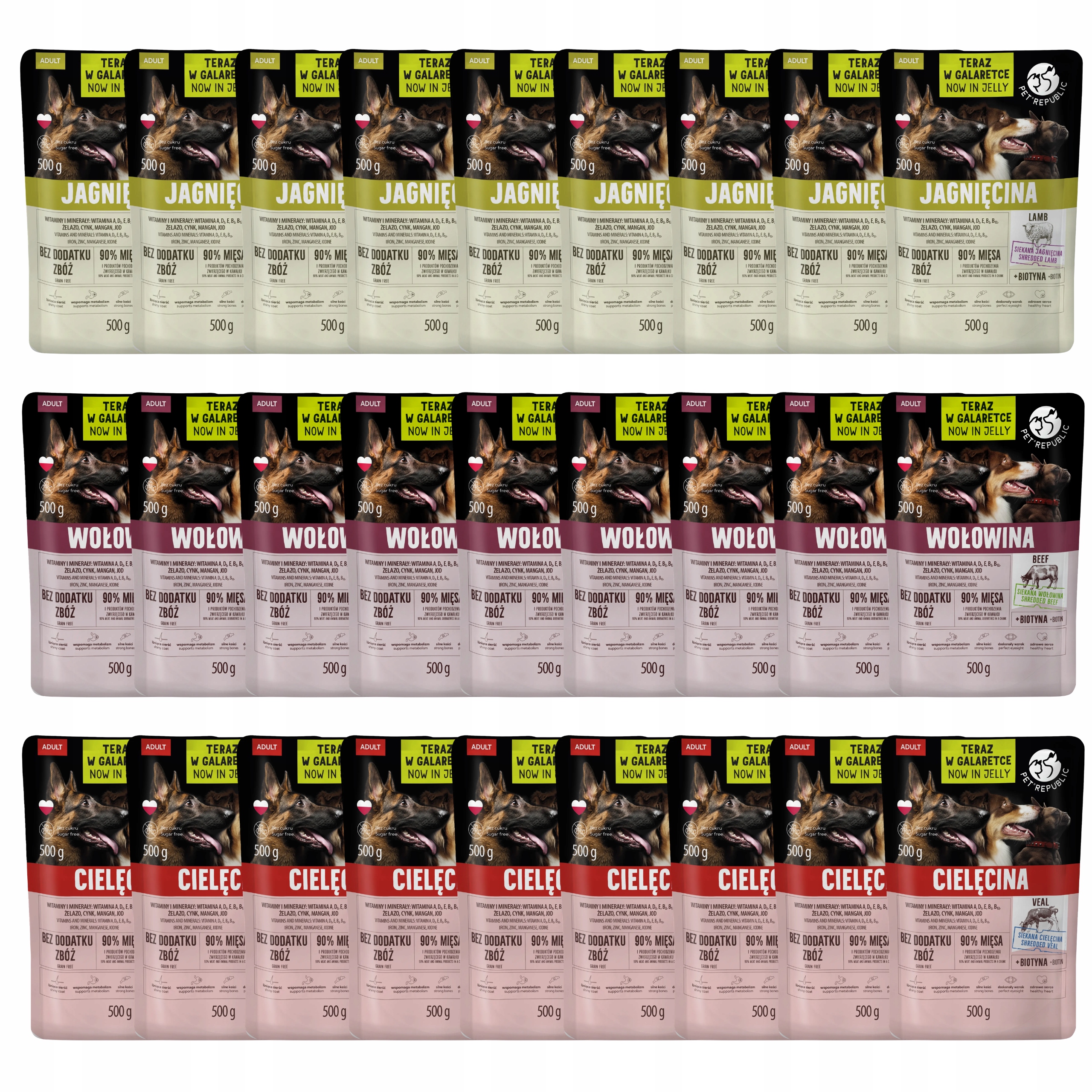 Levně Pet Republic krmivo pro psy s mix chutí v želé 27 x 500 g