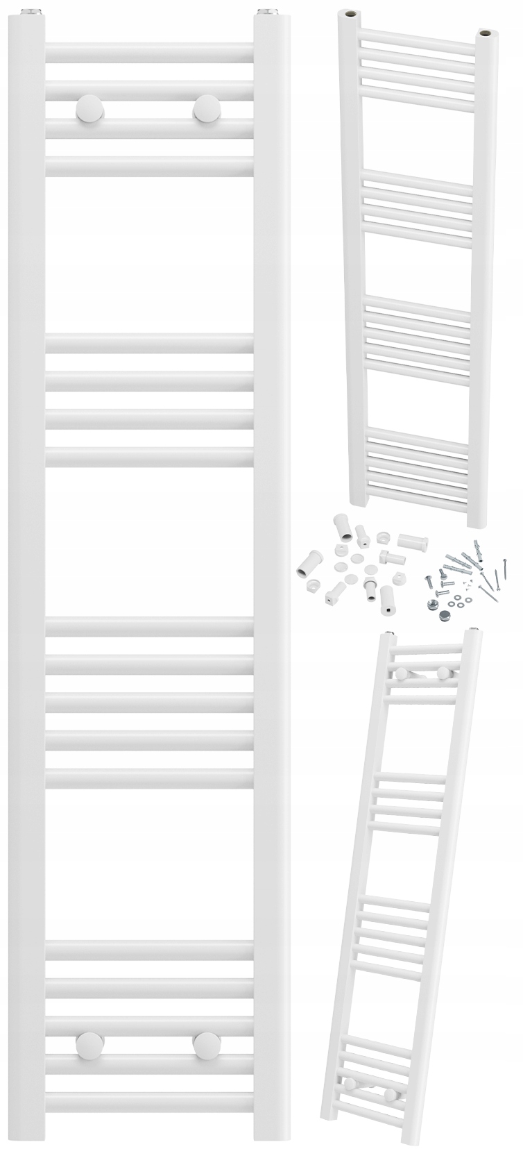 Kúpeľňový Ohrievač Biely Breno Rebríkový 30x120 cm Kaloryfer Montáž 180°