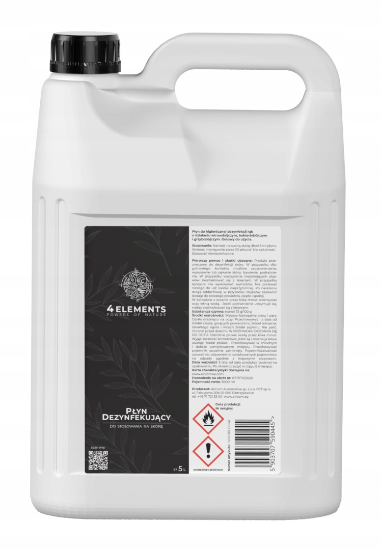 

Płyn do dezynfekcji rąk 5L 4Elements