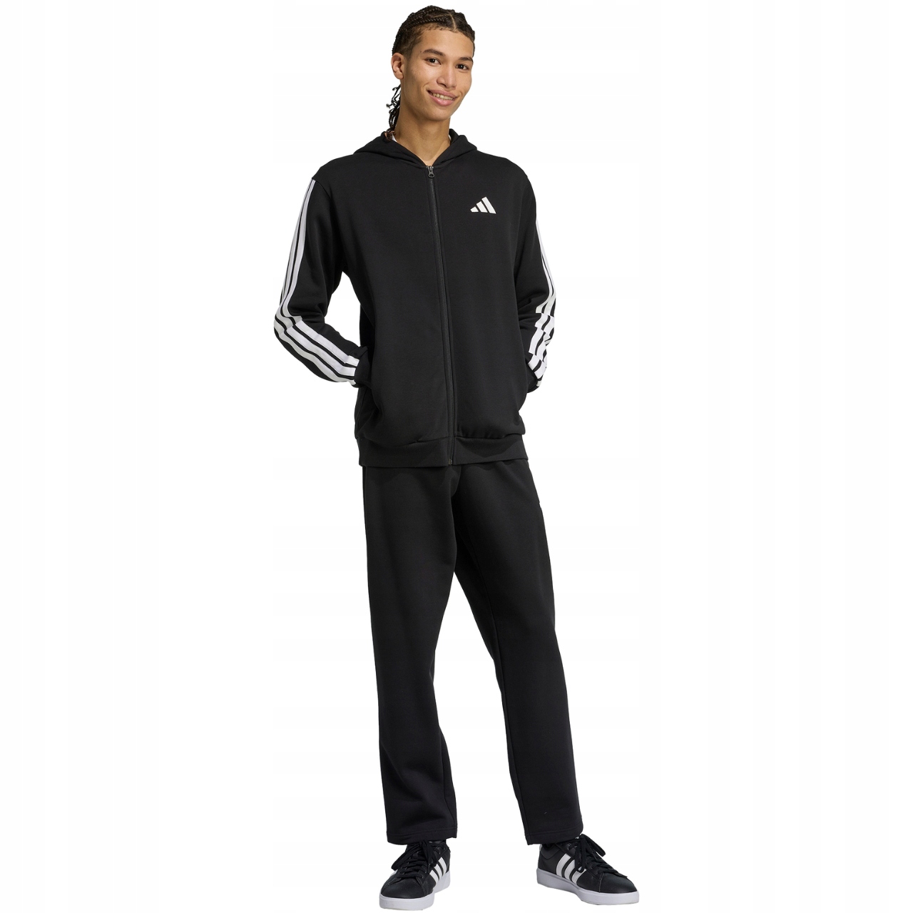 Teplákovka pánský adidas Colorblock Hooded Tracksuit černý JL8599 Velikost S