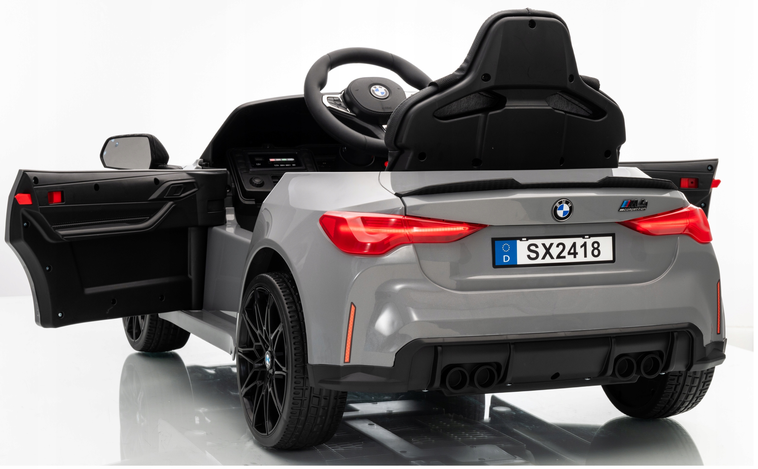 BMW M4 automobilis automobilis elektrinis eko odos sėdynė minkšti EVA ratai 2x45 W nuotolinio valdymo pultas LED elektrinis automobilis vaikams – 12 V 7 Ah vari