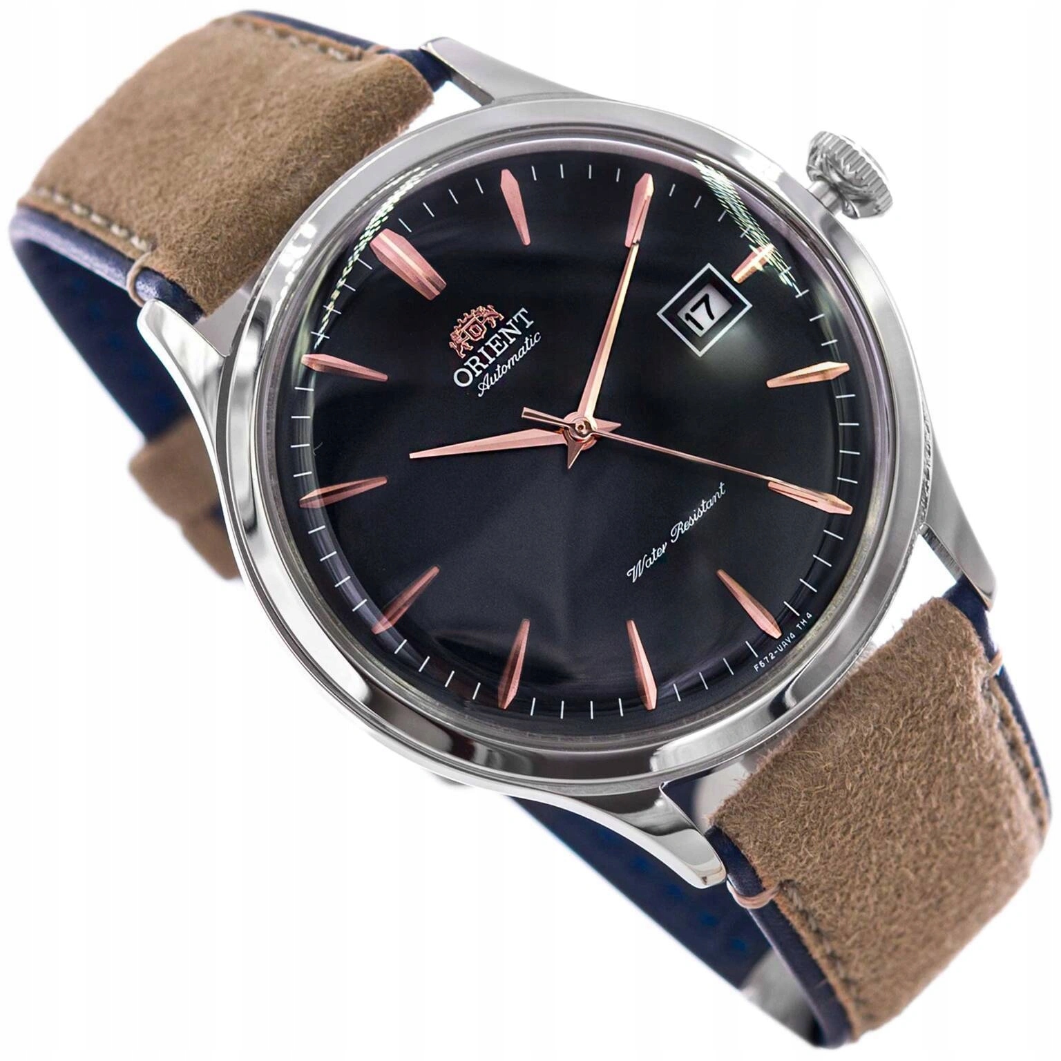Pánské Hodinky Orient RRA-AC0P02L30B Bambino Automatic Hnědé Na Řemínku Data