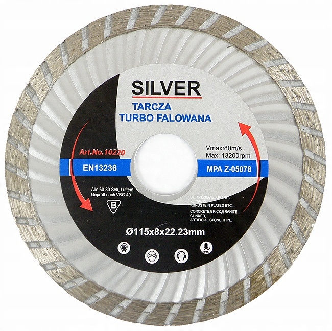 

Tarcza Diamentowa Turbo 115 x 22,23 Silver