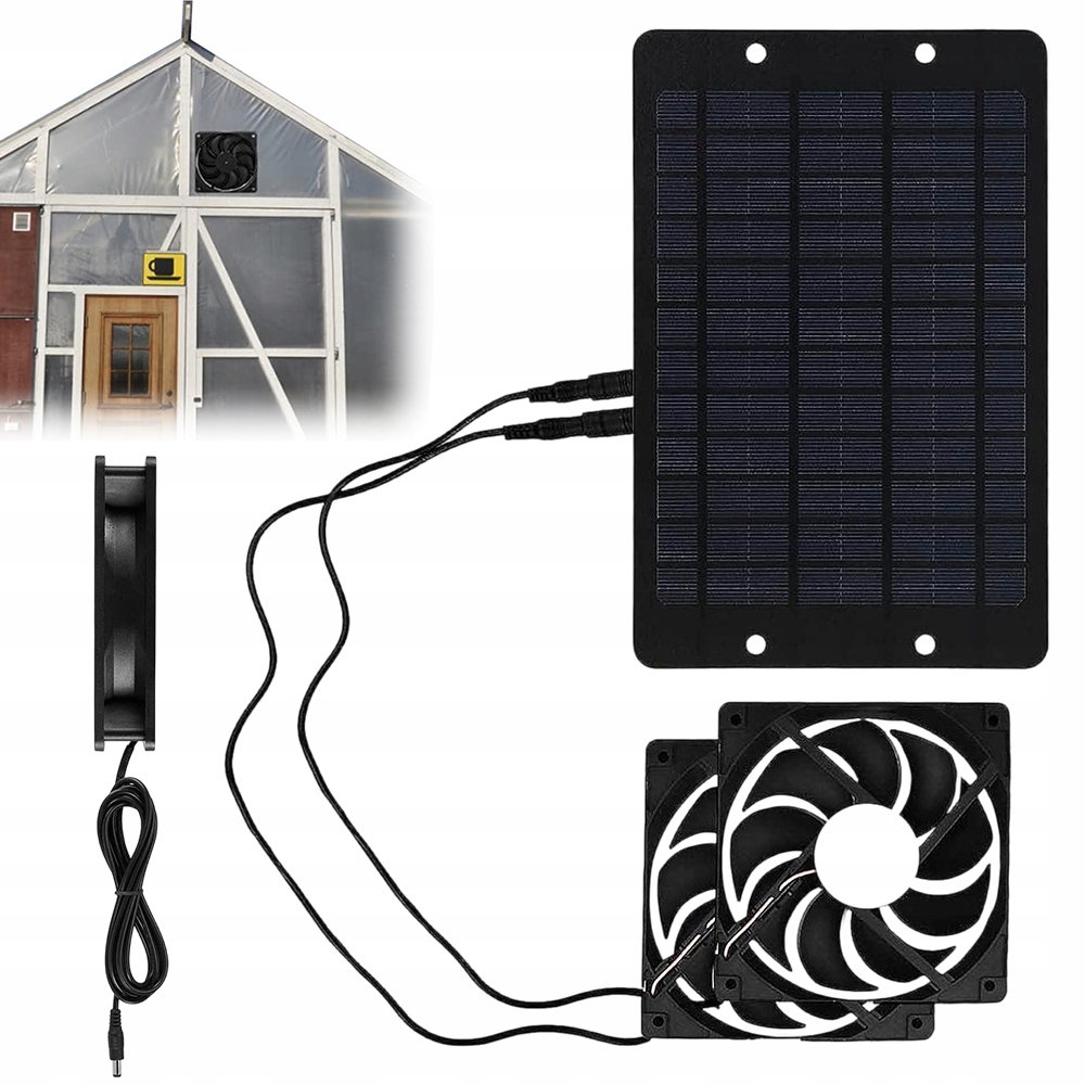 Solární nabíječka s ventilátorem 10 W 12 V, voděodolná, 17,5 x 27 cm