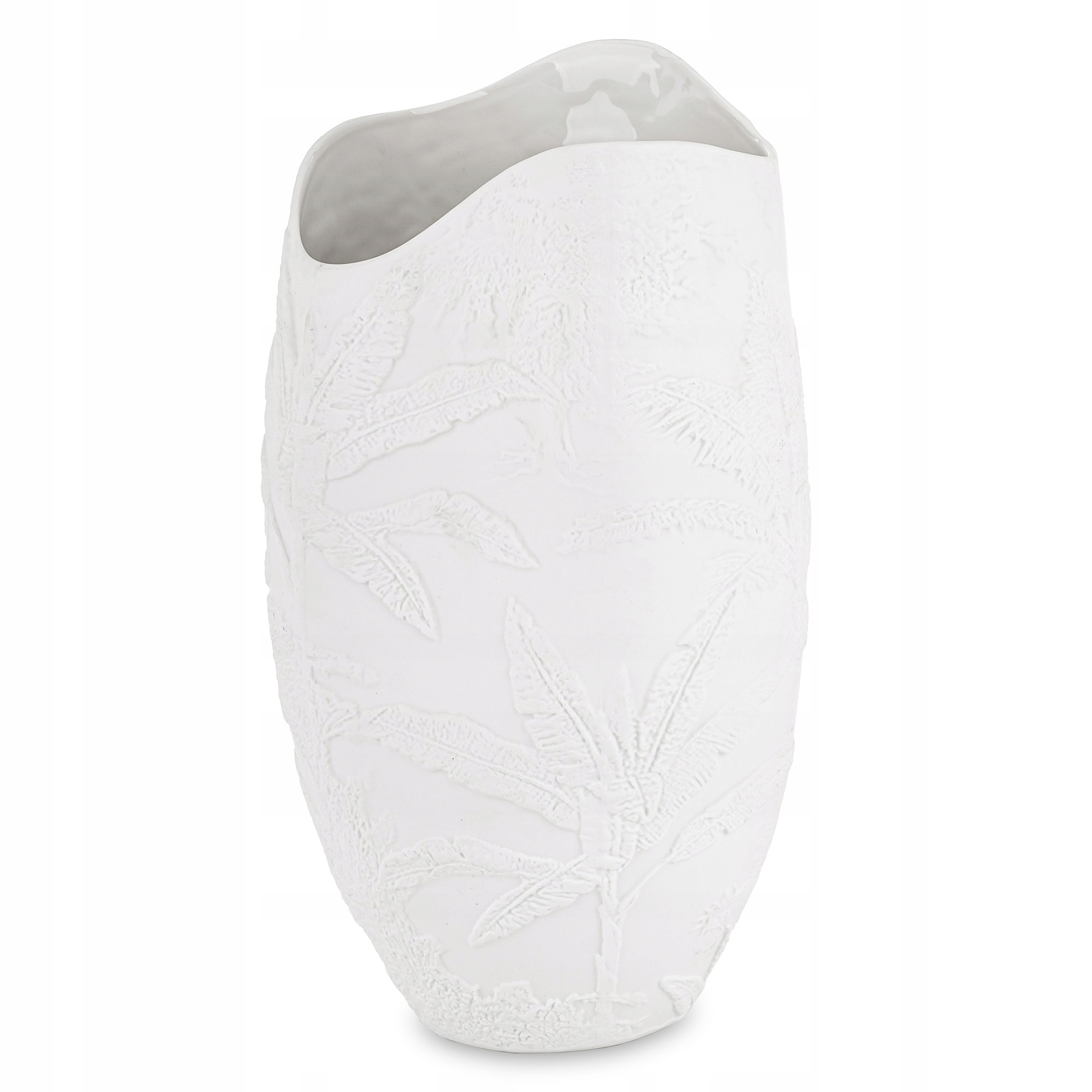 Bílá porcelánová váza Elegantní dekorativní v listu do obývacího pokoje Ložnice