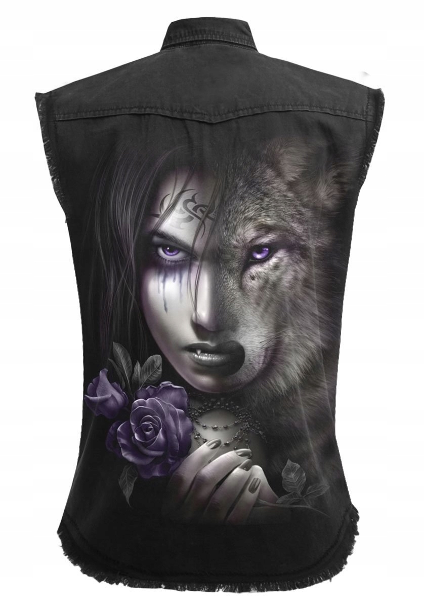 Wolf Soul Džínová spirálová vesta bez rukávů L